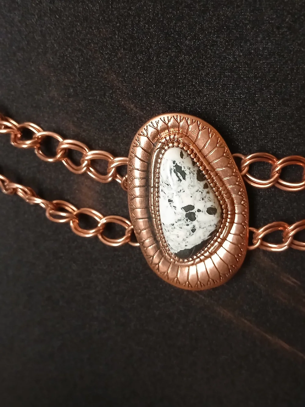 Copper Chain Multi-Strand Waist Belt with White Stone Accents